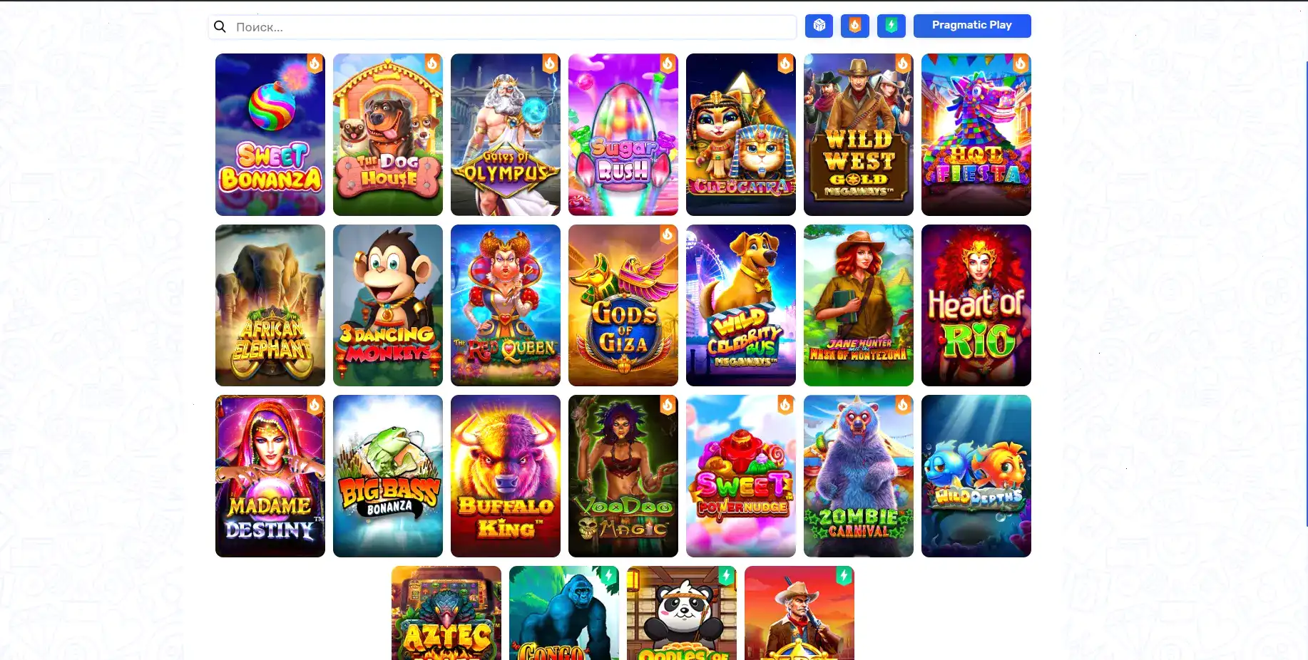 Интерфейс Magma casino на смартфоне